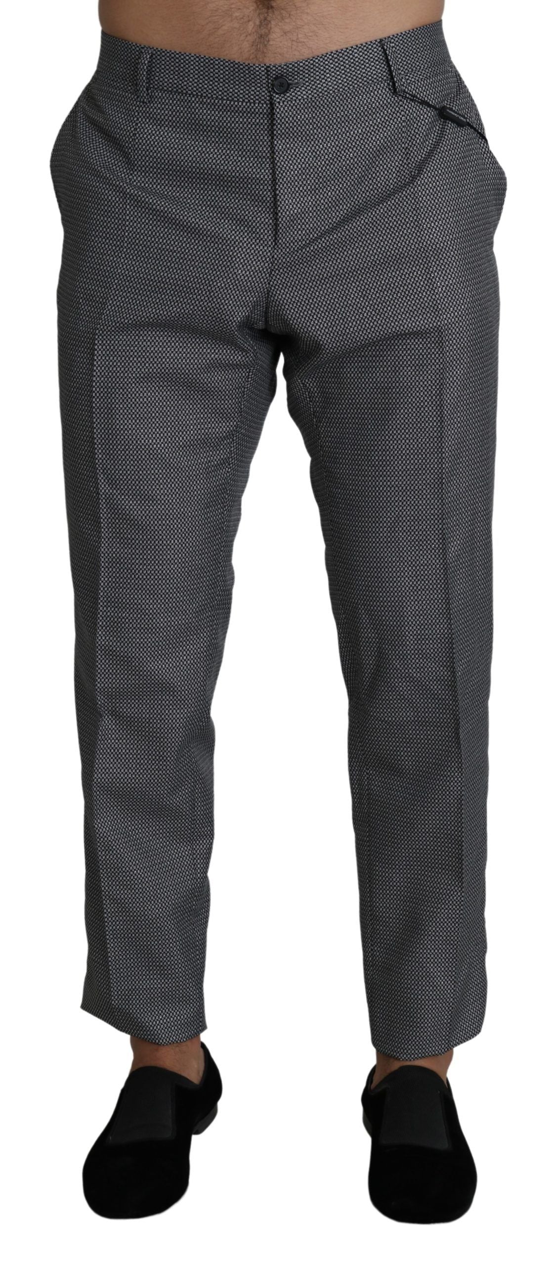 - Elegant Gray Slim Fit Dress Trousers