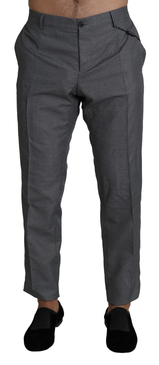 - Elegant Gray Slim Fit Dress Trousers