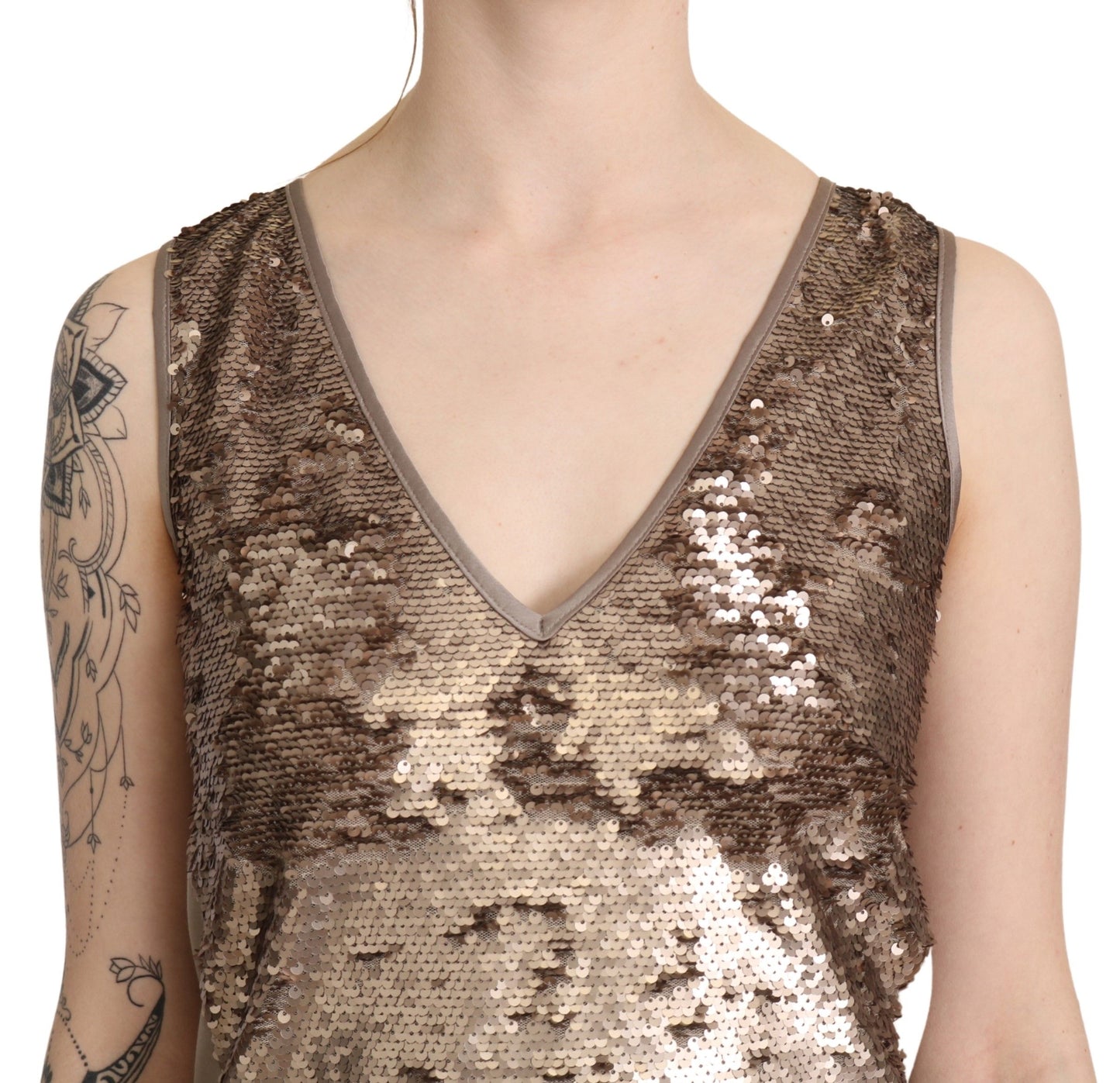 - Glamorous V-Neck Sleeveless Sequin Mini Dress