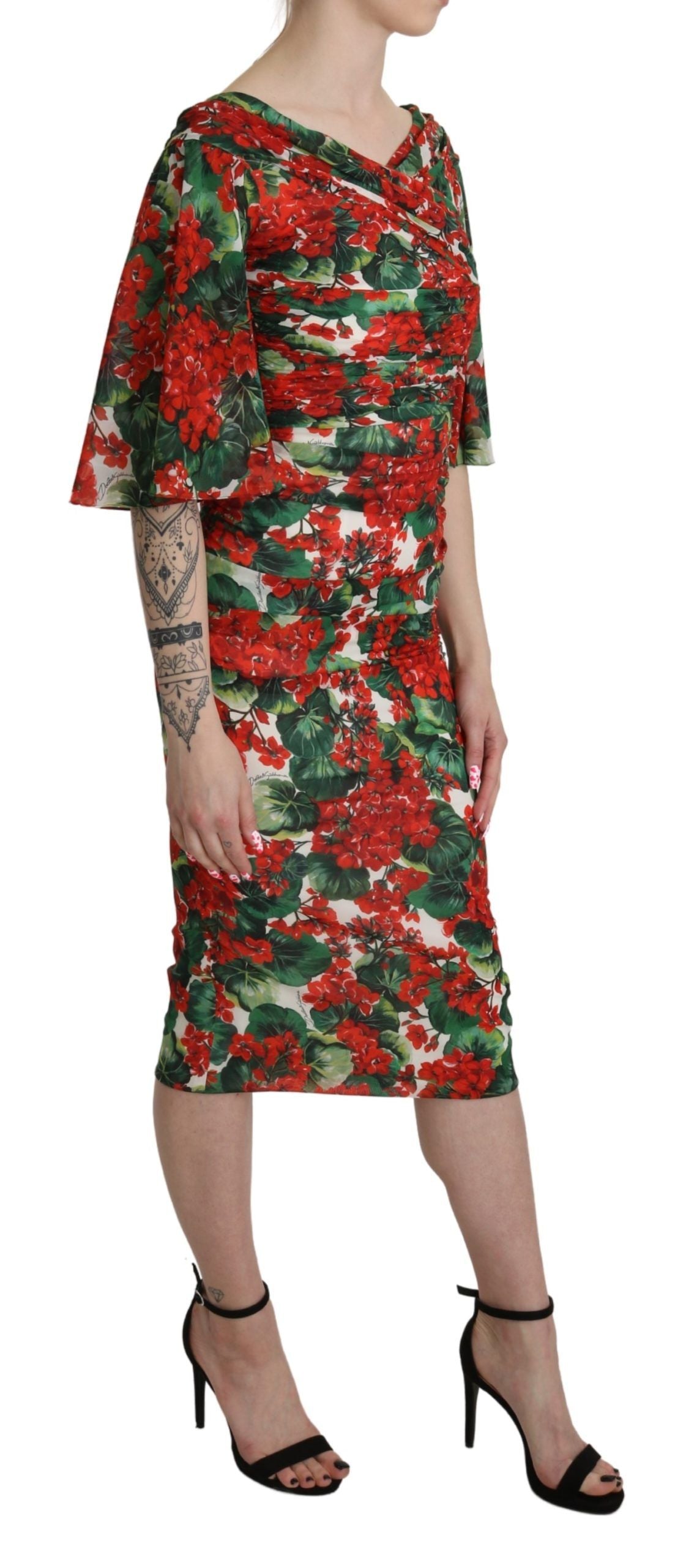 - Enchanting Floral Midi Sheath Dress