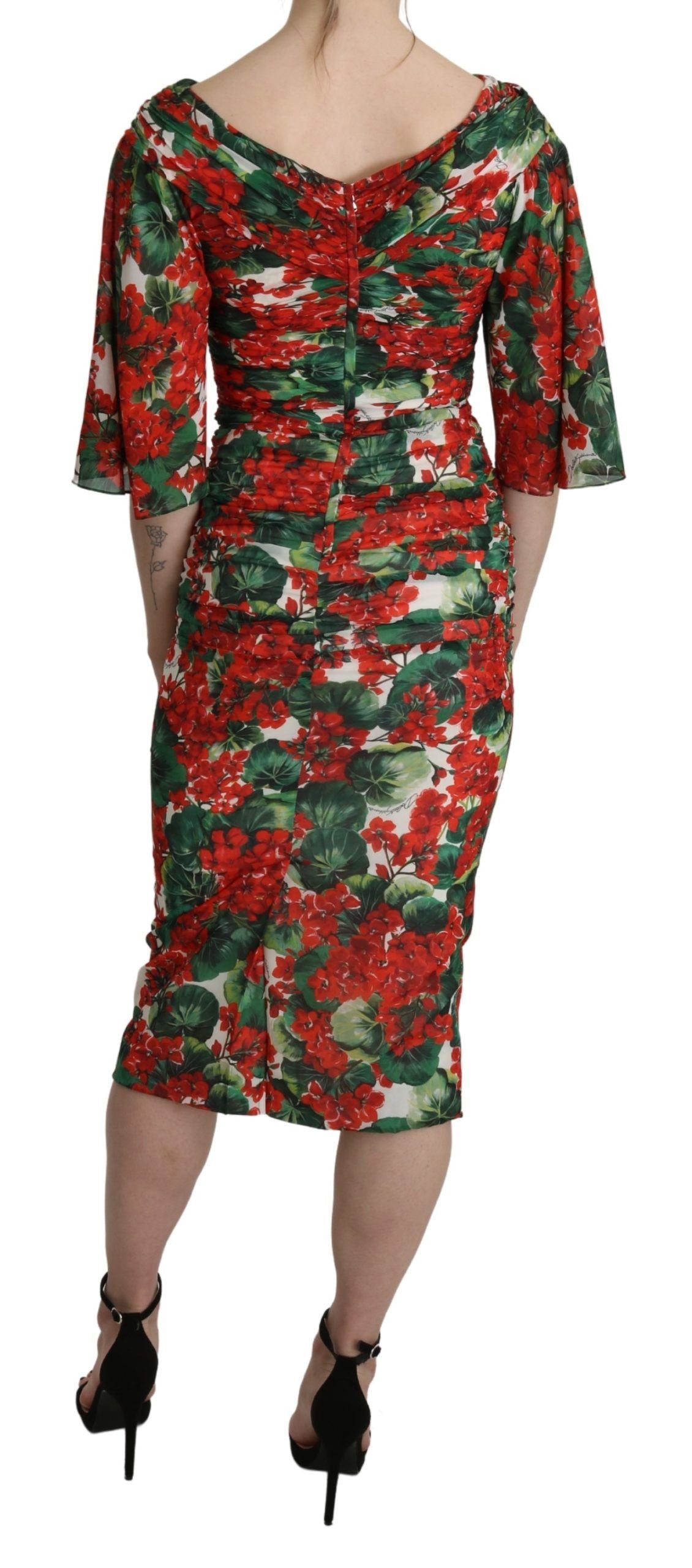 - Enchanting Floral Midi Sheath Dress