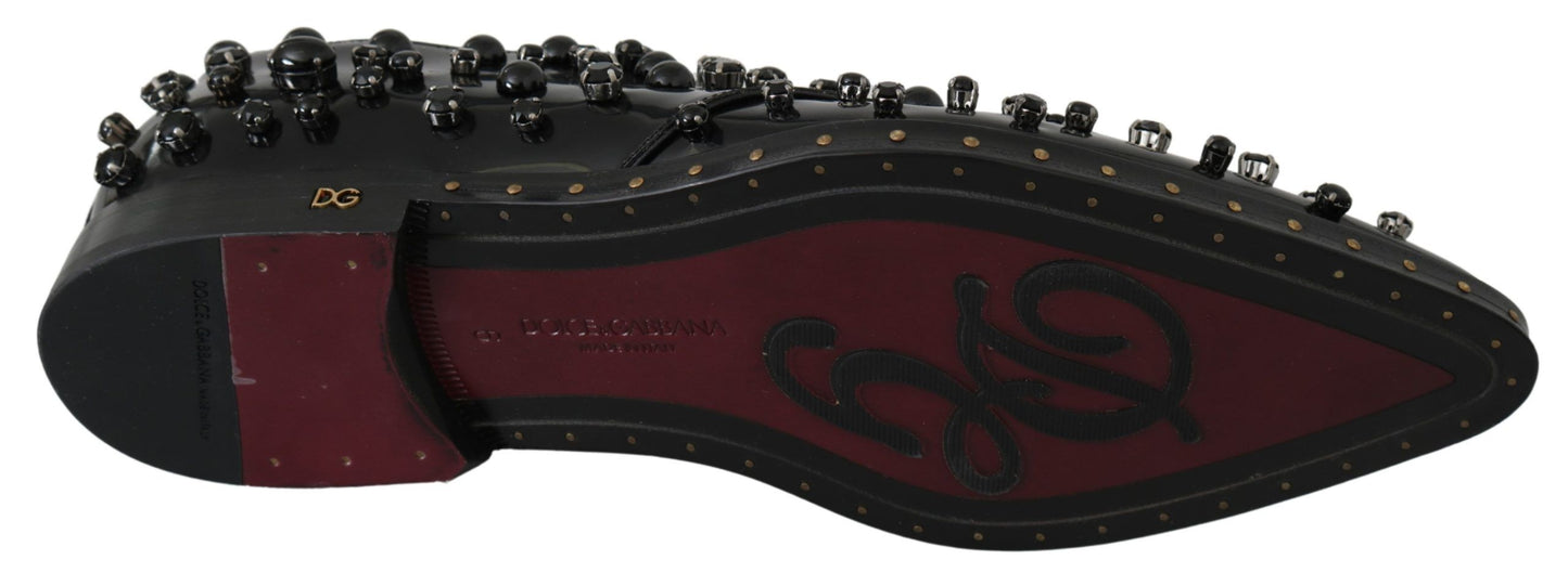 - Elegant Black Crystal Leather Dress Shoes