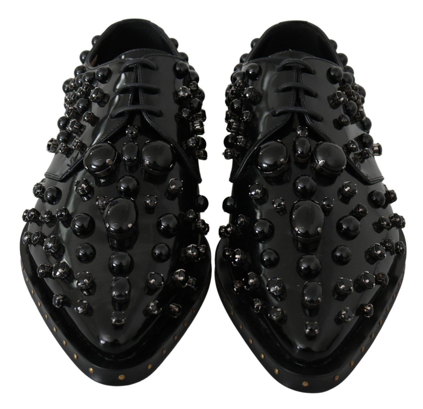 - Elegant Black Crystal Leather Dress Shoes