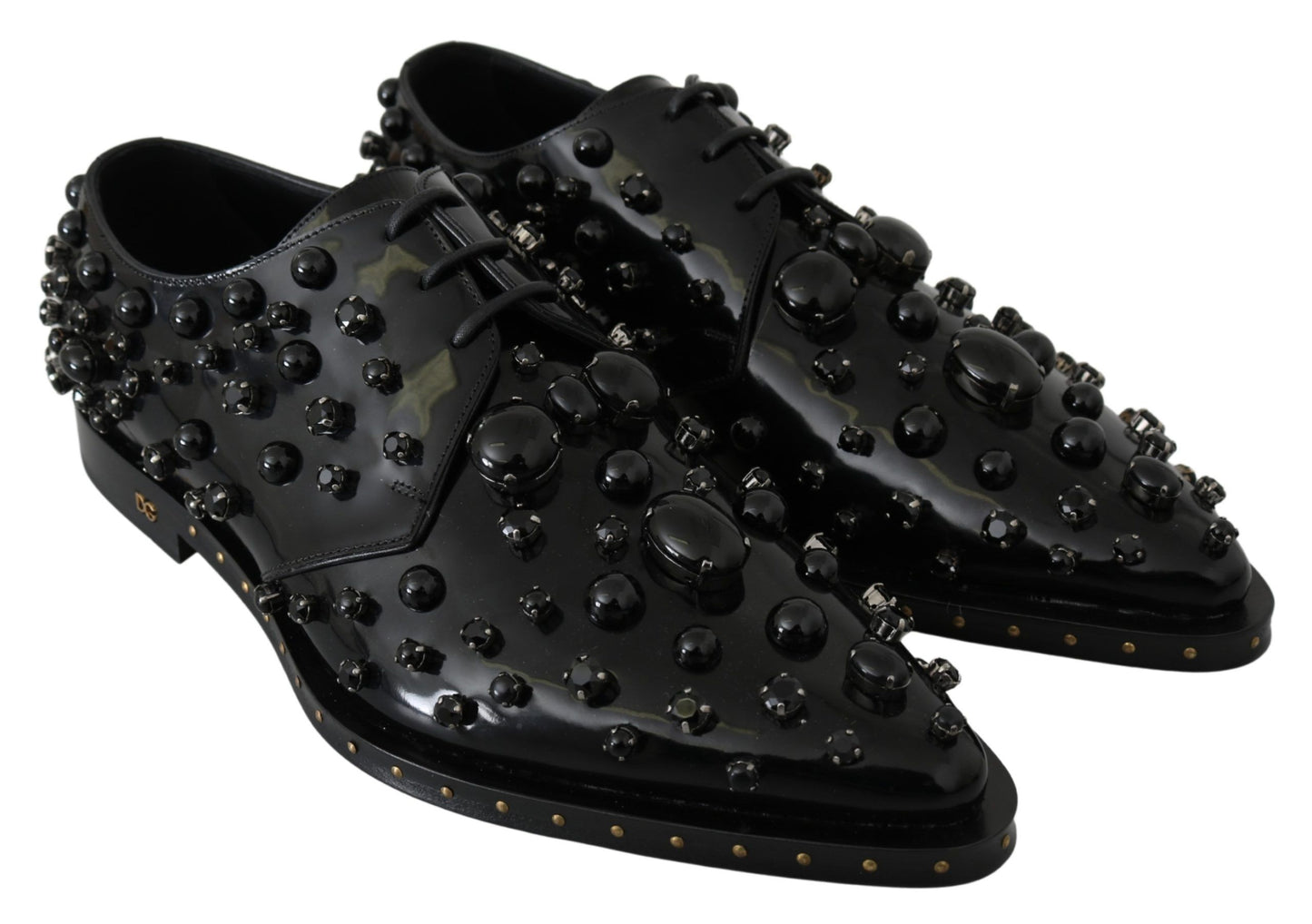 - Elegant Black Crystal Leather Dress Shoes