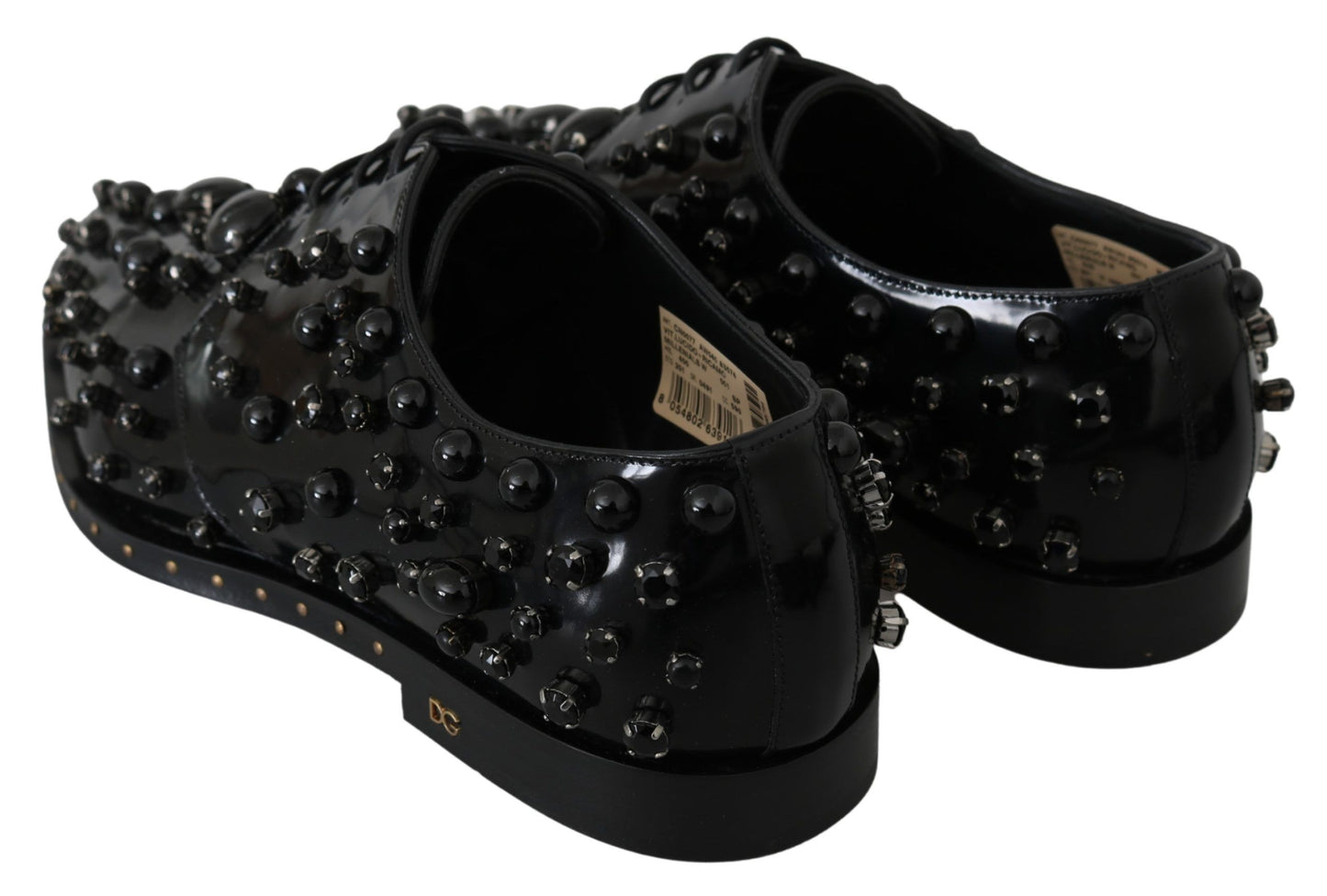 - Elegant Black Crystal Leather Dress Shoes