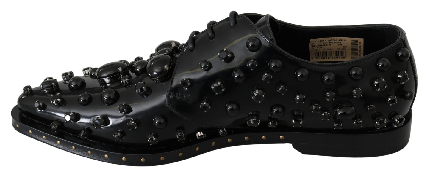 - Elegant Black Crystal Leather Dress Shoes