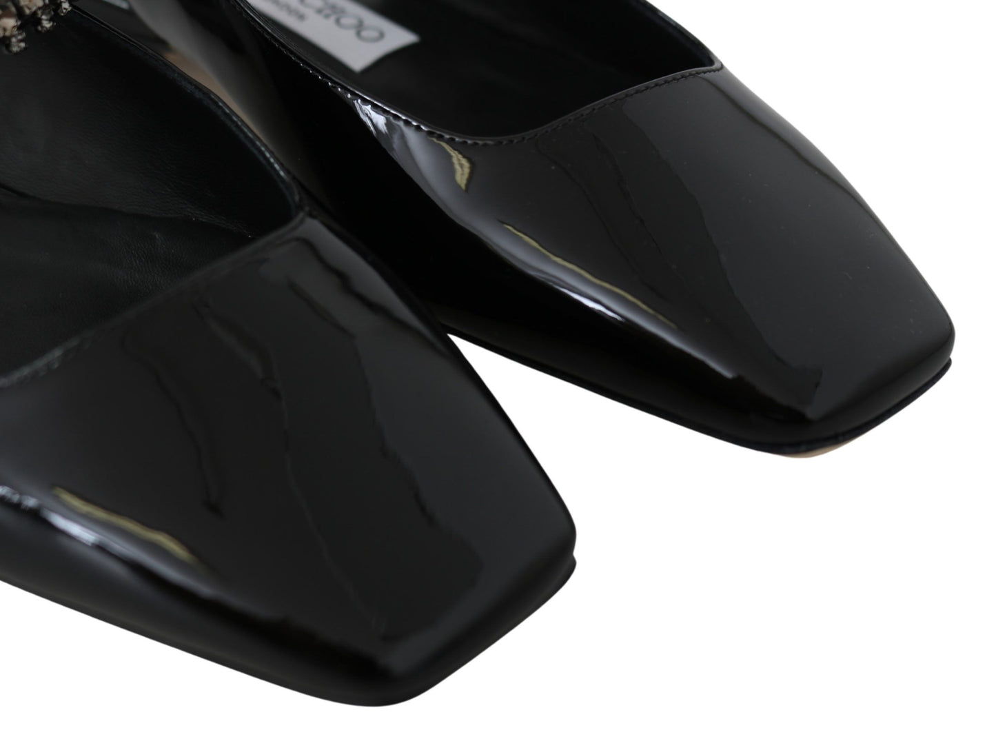 - Elegant Black Patent Flats with Crystal Accent