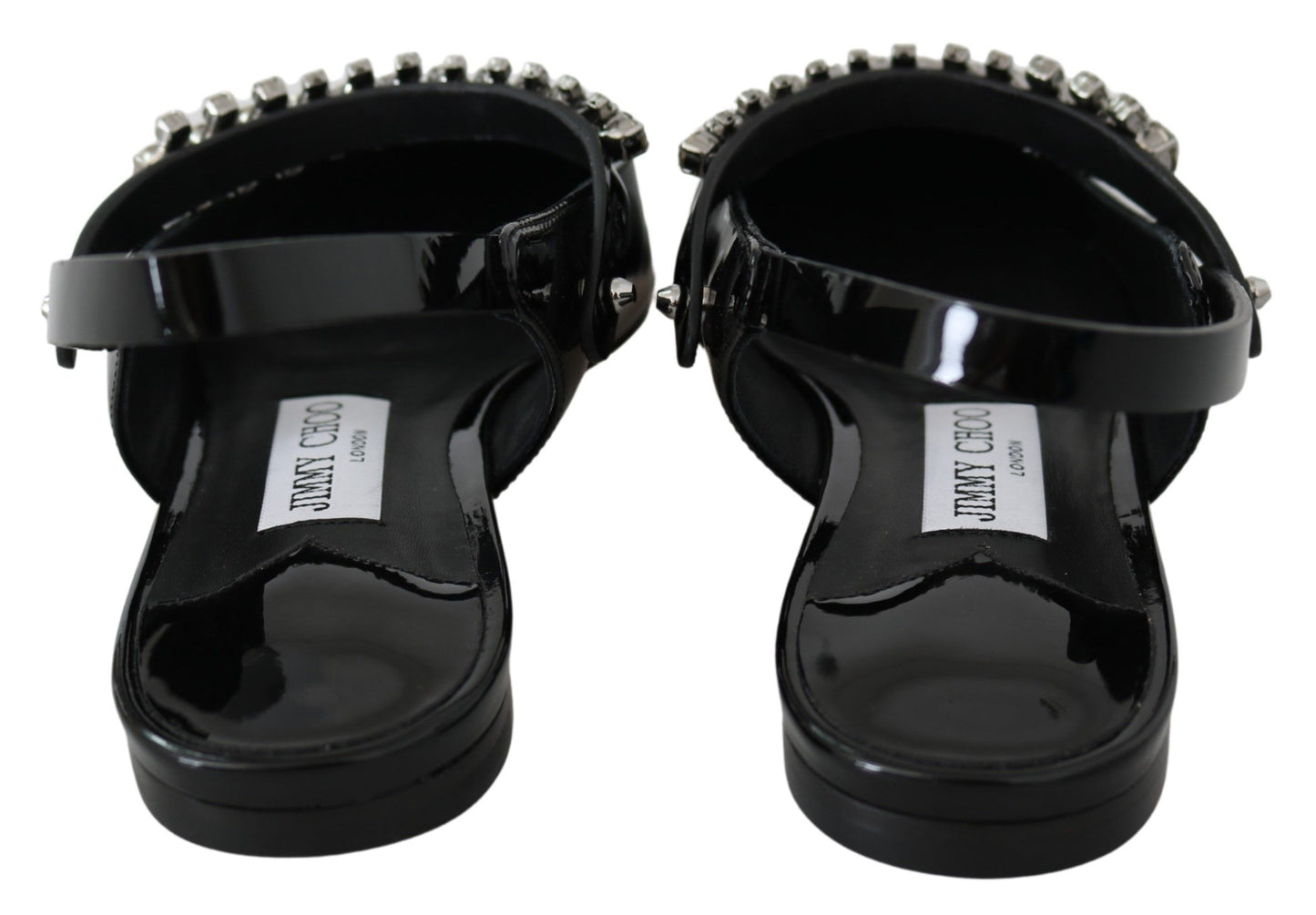 - Elegant Black Patent Flats with Crystal Accent