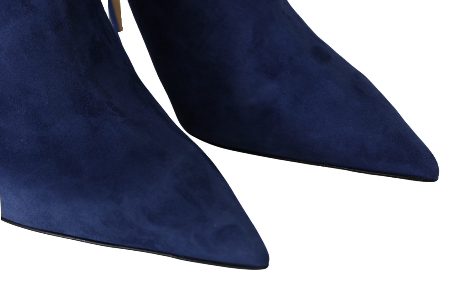 - Pop Blue Crystal-Strap Heeled Boots