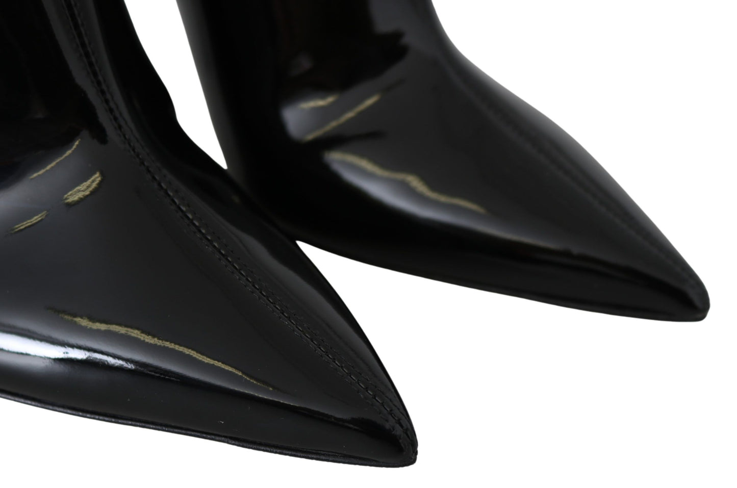 - Elegant Black Patent Heeled Boots