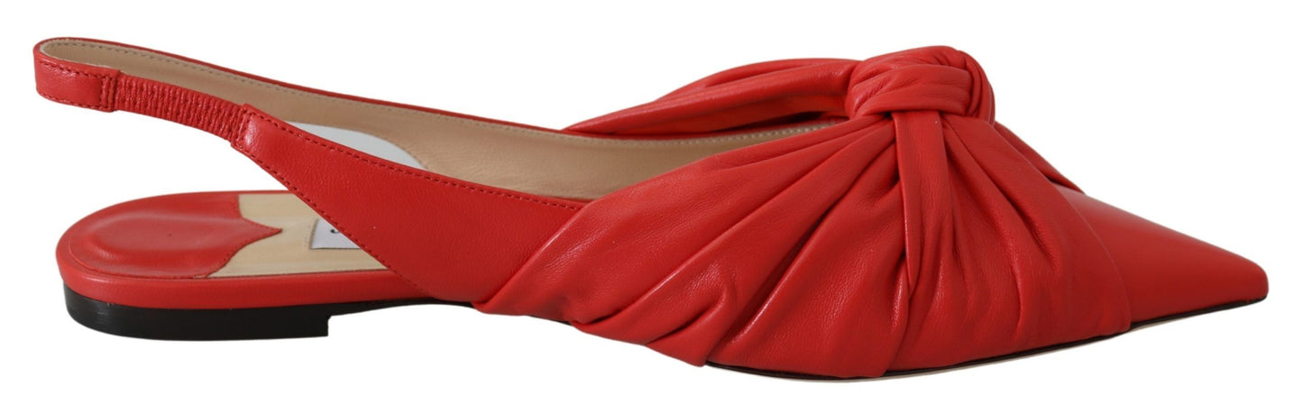 - Chic Red Pointed Toe Leather Flats