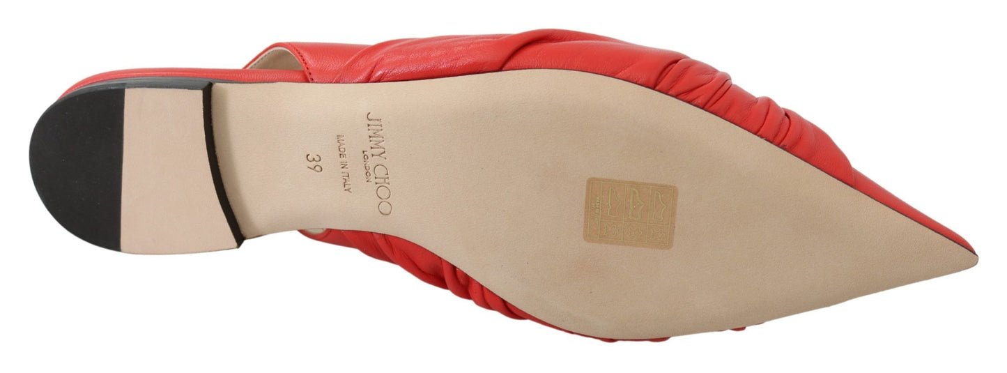 - Chic Red Pointed Toe Leather Flats