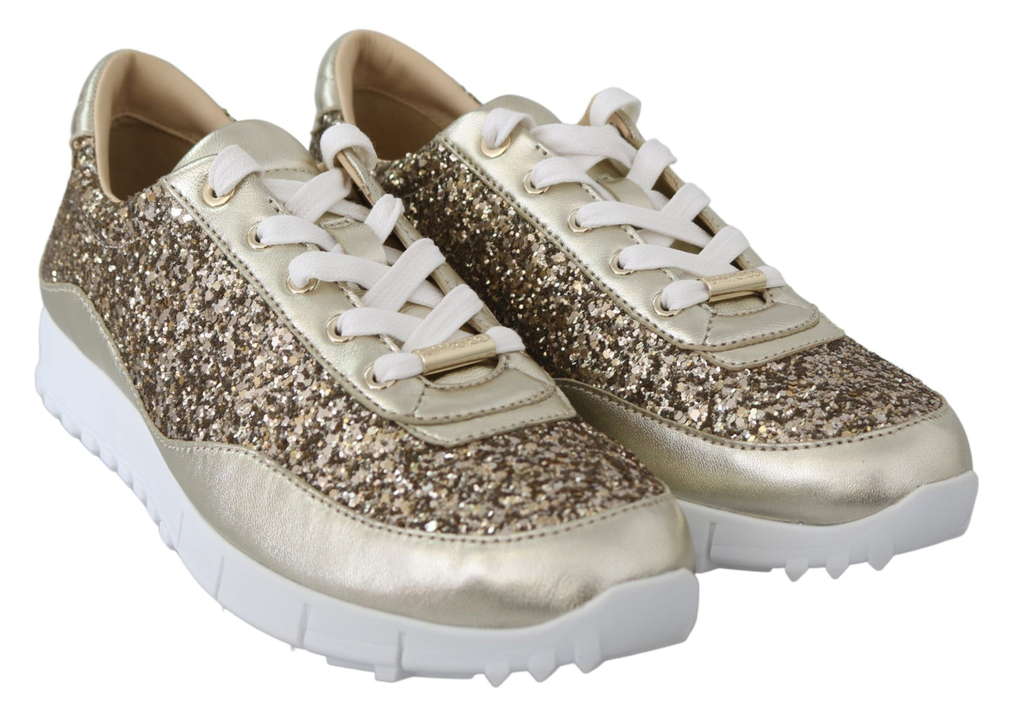 - Antique Gold Glitter Leather Sneakers