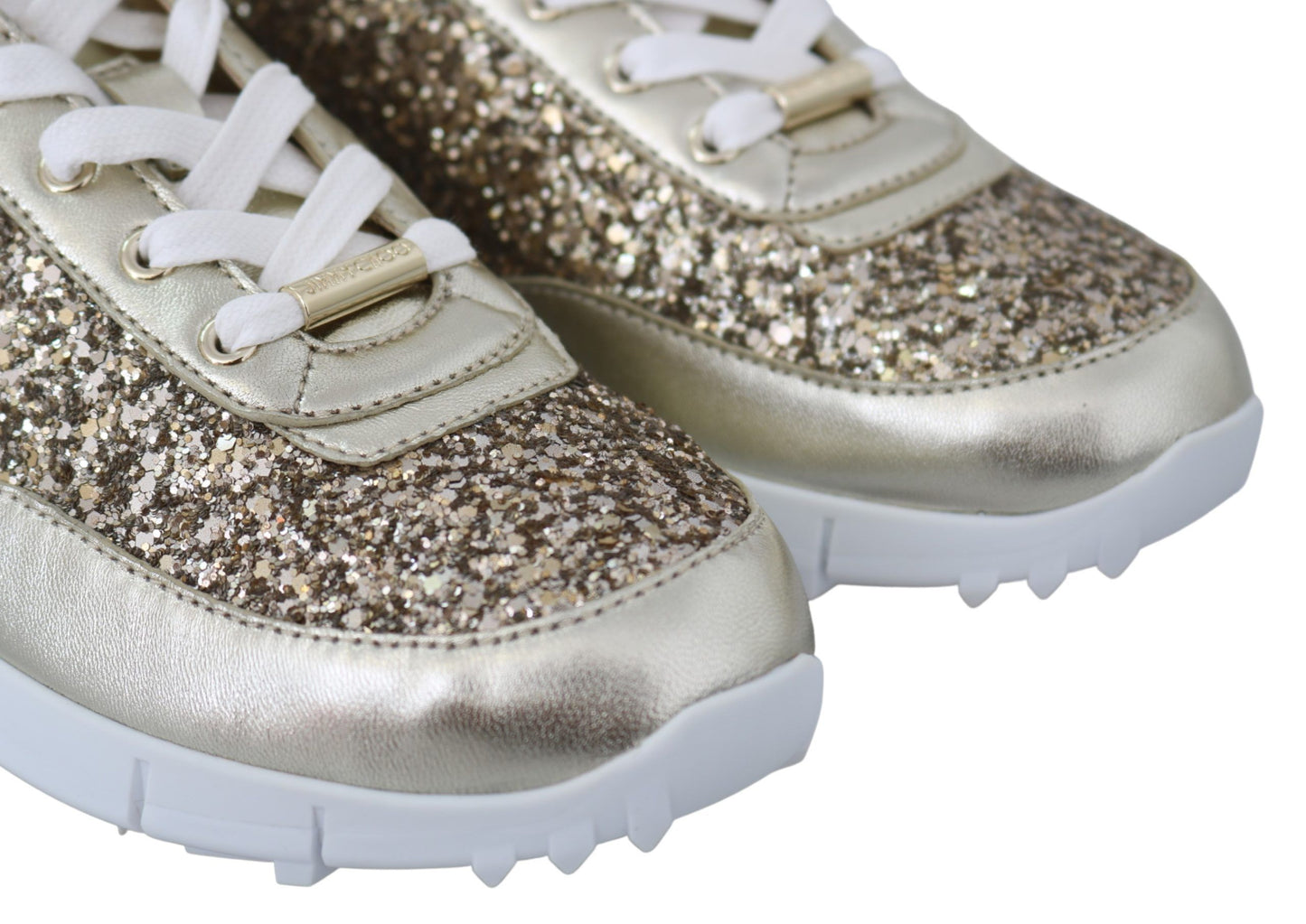 - Antique Gold Glitter Leather Sneakers