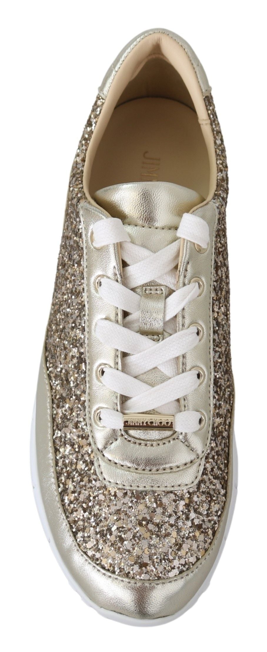 - Antique Gold Glitter Leather Sneakers