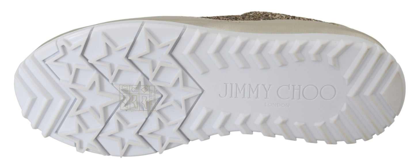 - Antique Gold Glitter Leather Sneakers