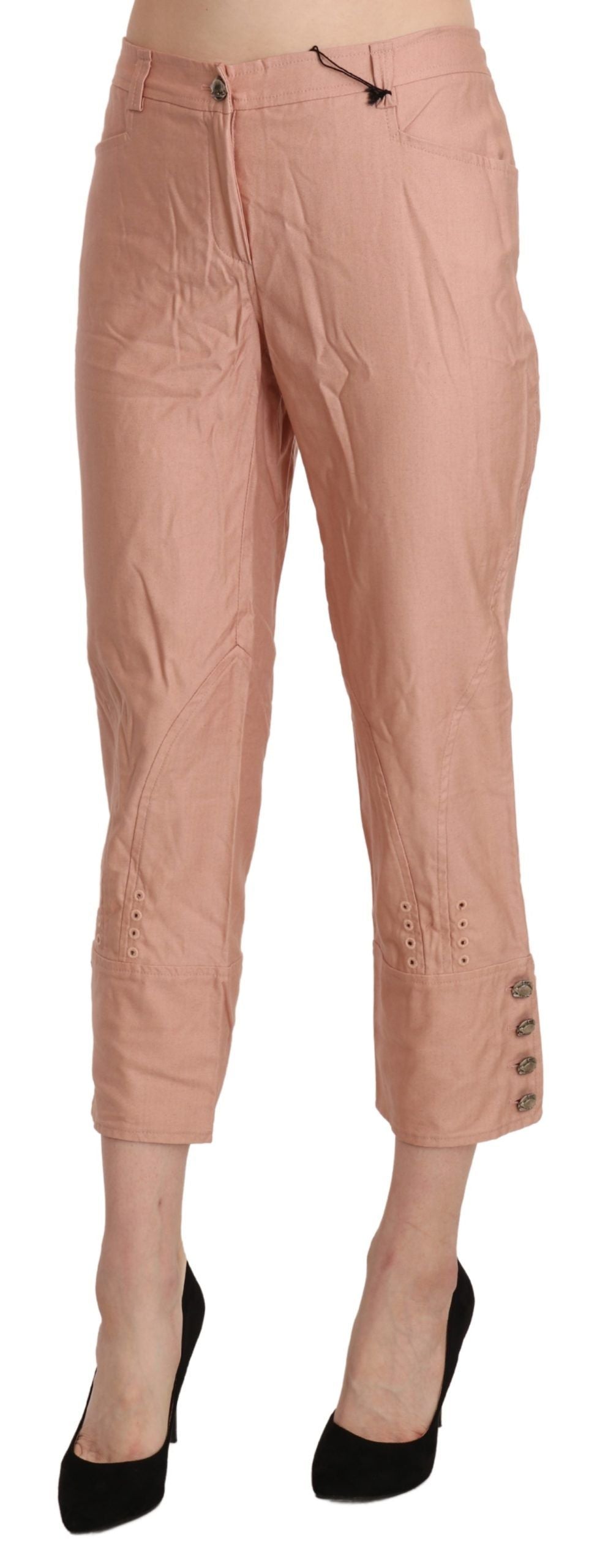 - Chic High Waist Cropped Cotton Trousers