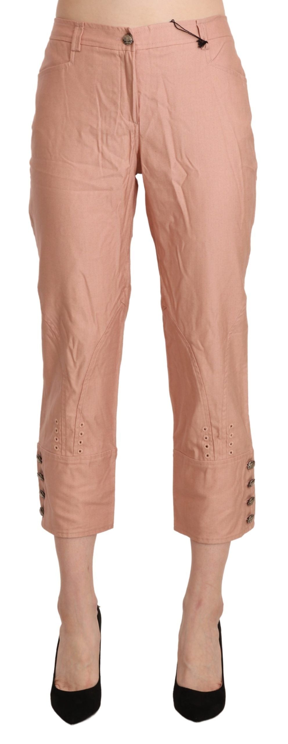 - Chic High Waist Cropped Cotton Trousers