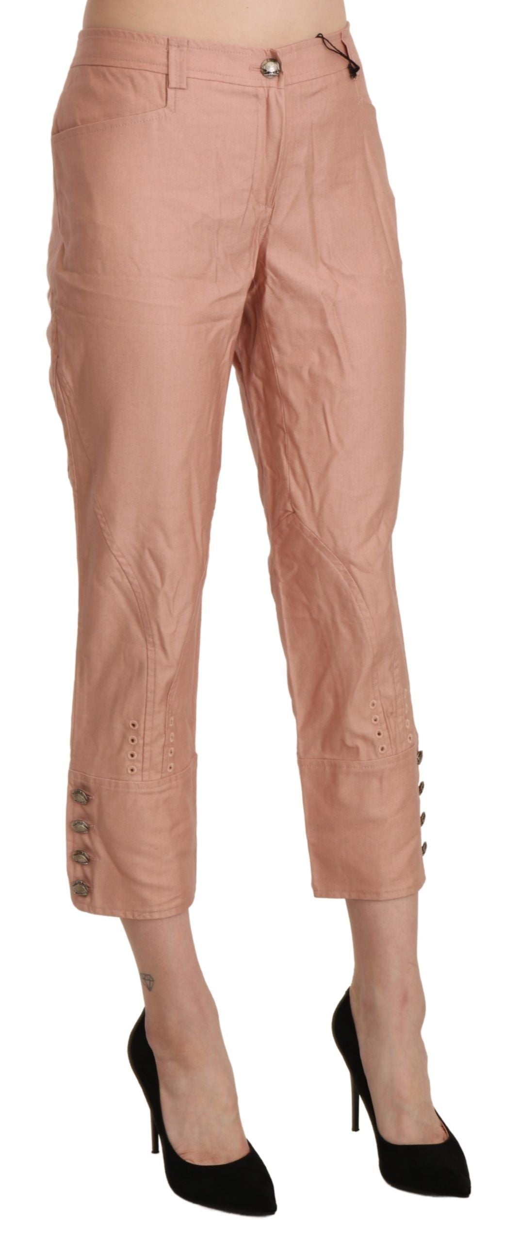 - Chic High Waist Cropped Cotton Trousers