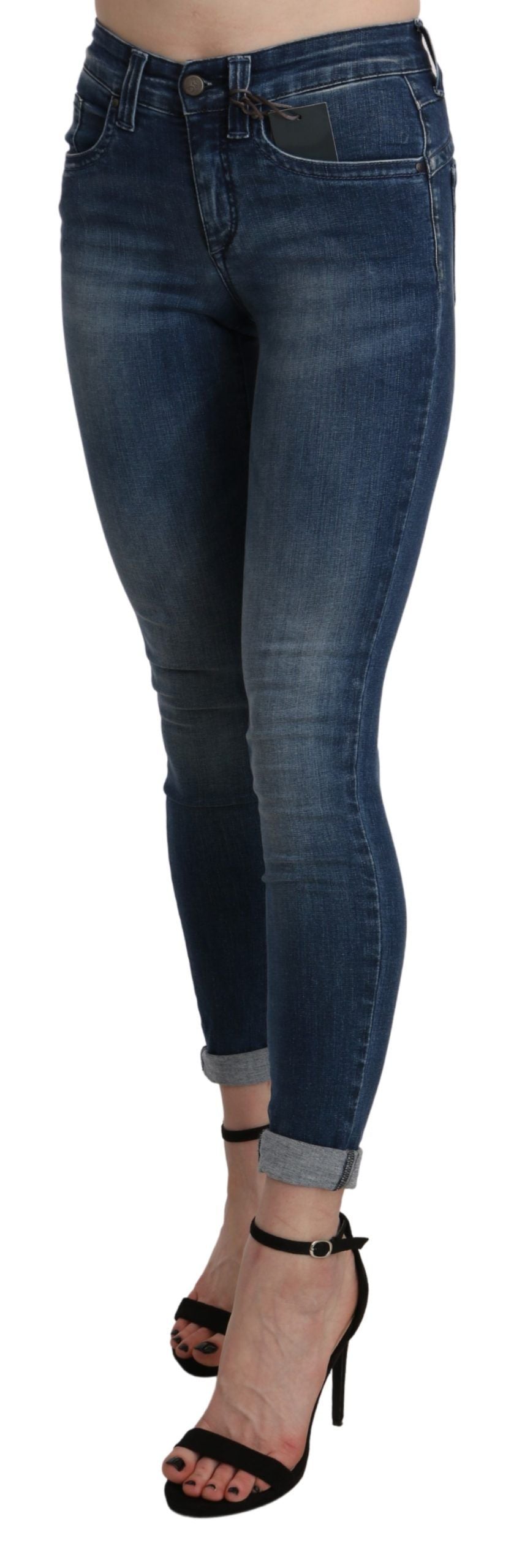 - Chic Blue High Waist Cropped Jeans