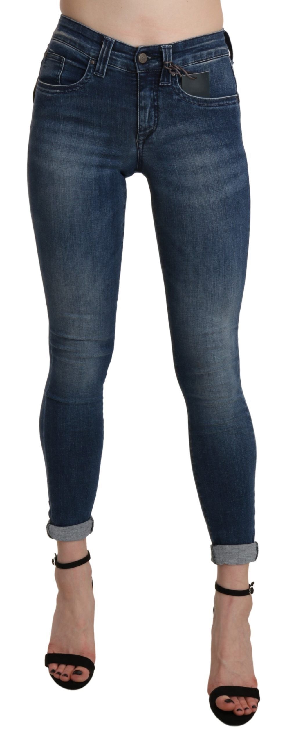 - Chic Blue High Waist Cropped Jeans