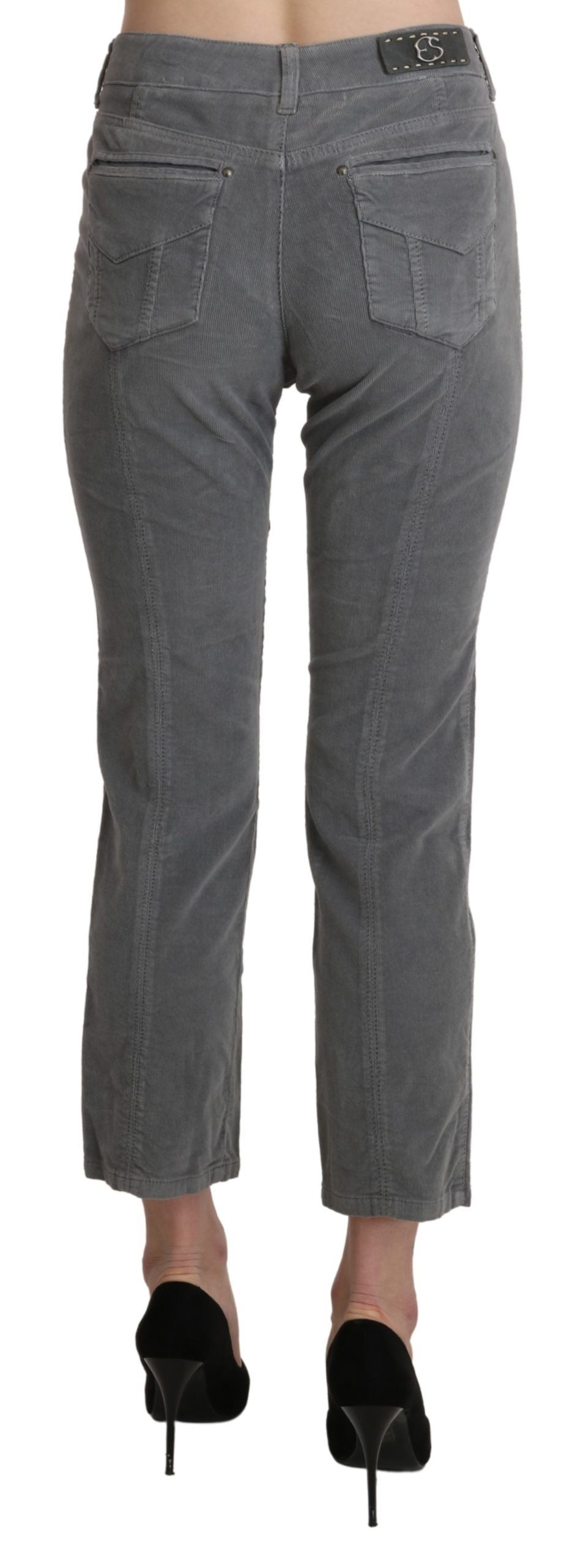- Chic Gray Mid Waist Cropped Trousers