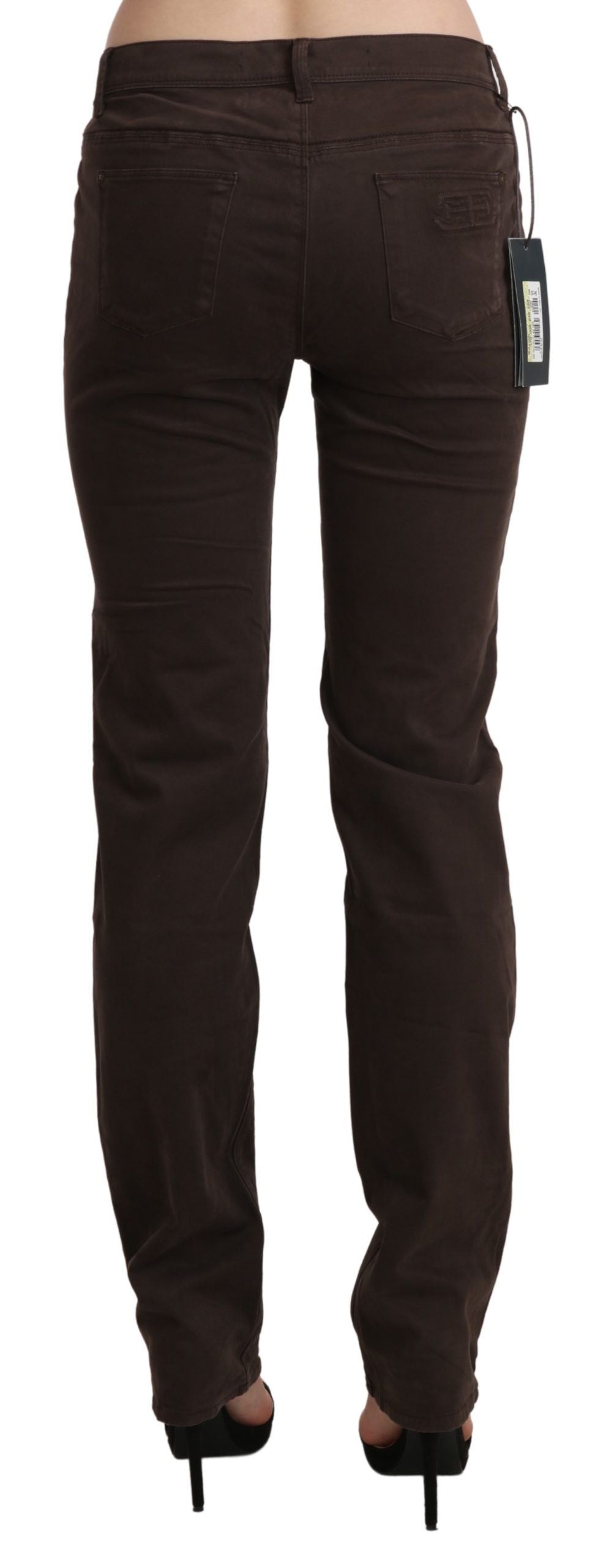 - Chic Brown Mid Waist Skinny Trousers