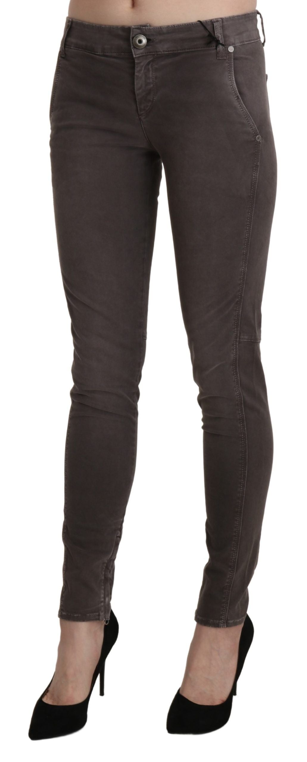 - Chic Brown Low Waist Skinny Trousers