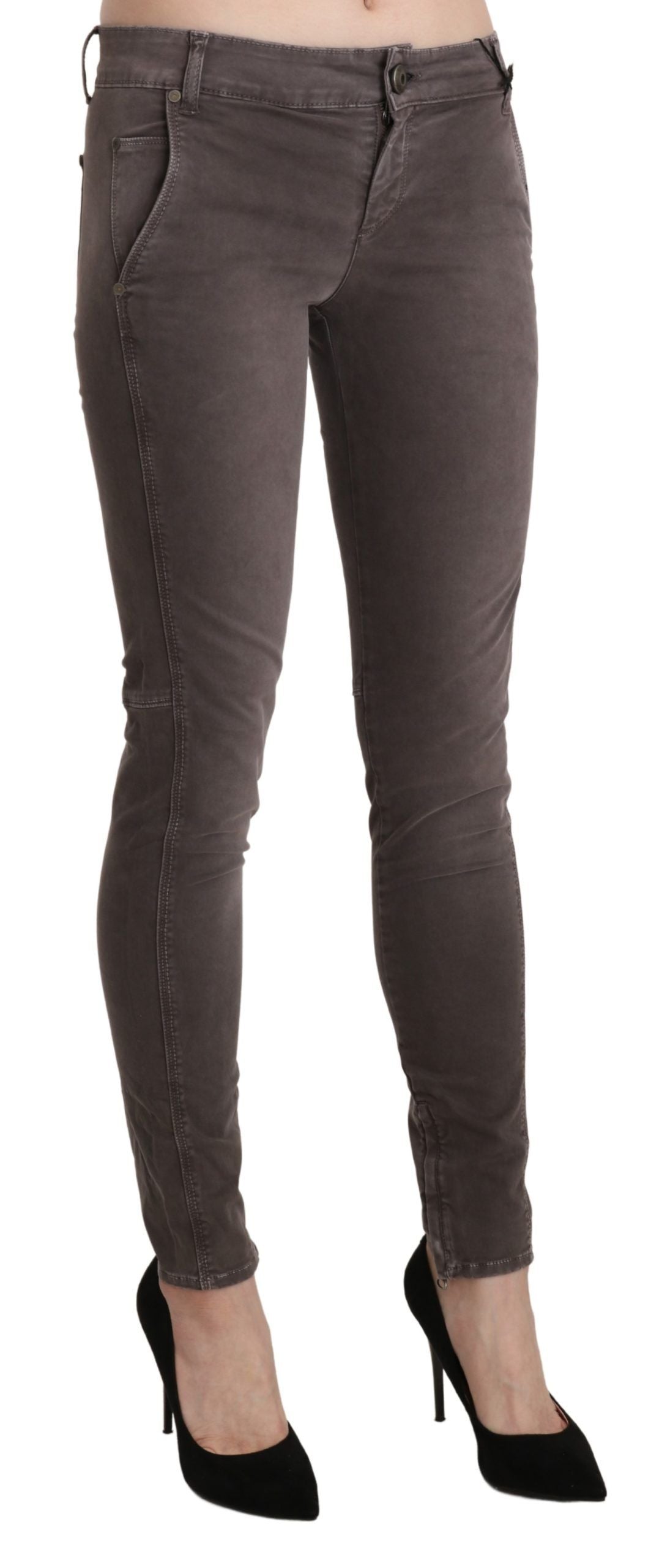 - Chic Brown Low Waist Skinny Trousers