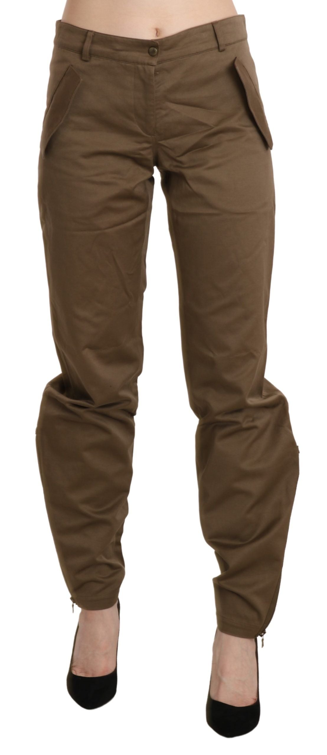 - Chic Brown Mid Waist Straight Trousers