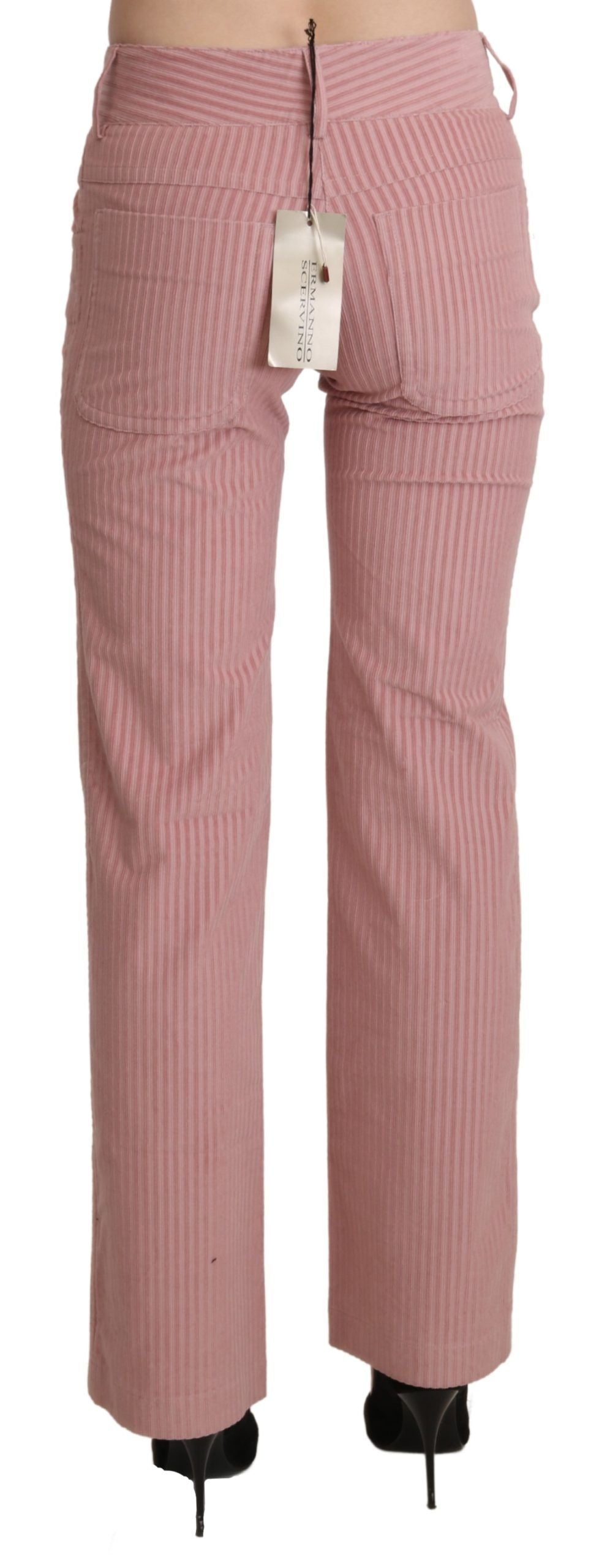 - Chic Pink Mid Waist Straight Trousers