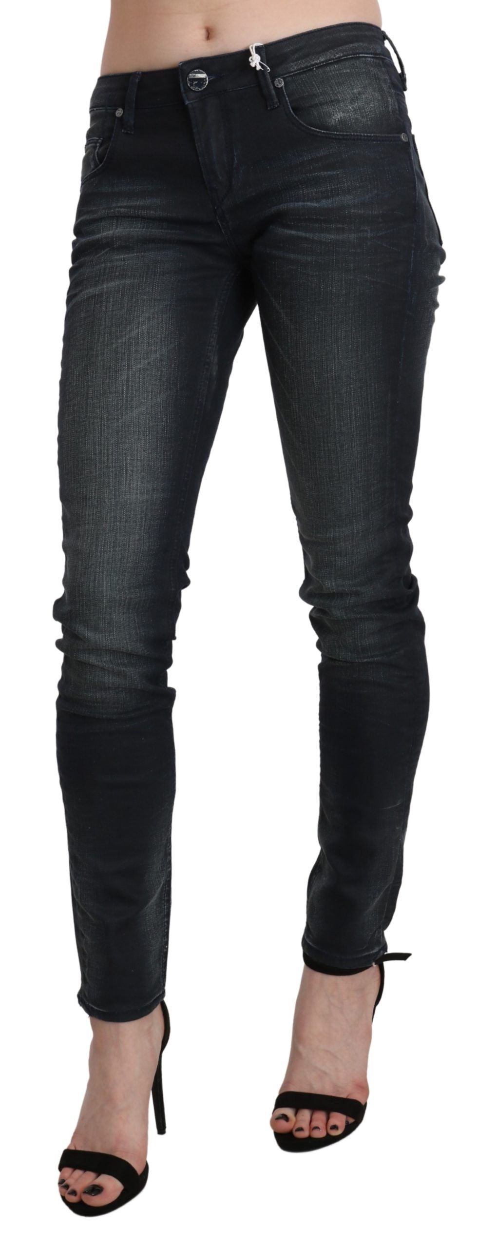 - Elegant Low Waist Skinny Black Jeans