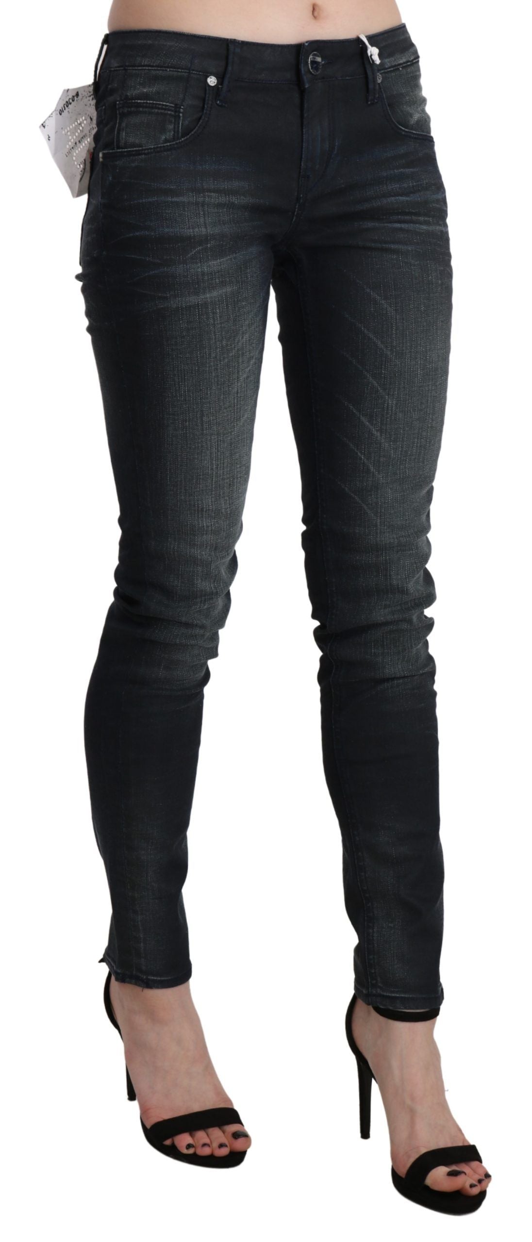 - Elegant Low Waist Skinny Black Jeans