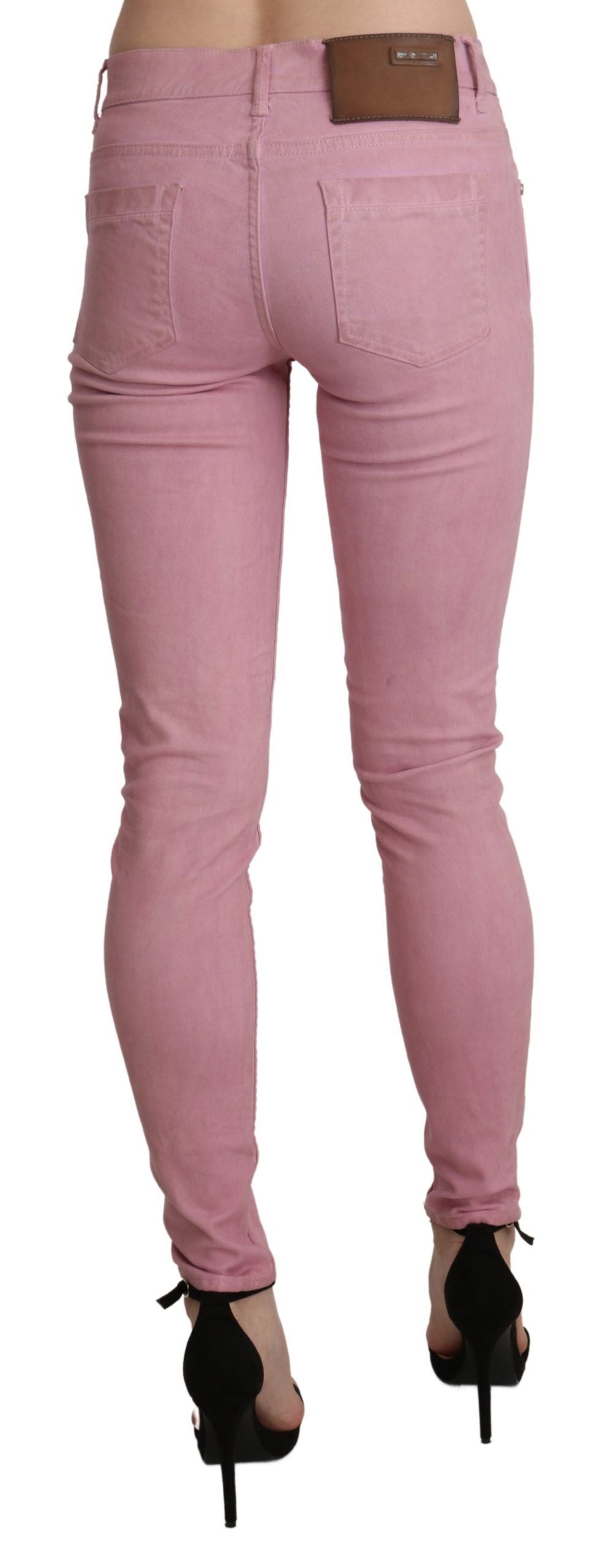 - Chic Pink Mid Waist Skinny Jeans