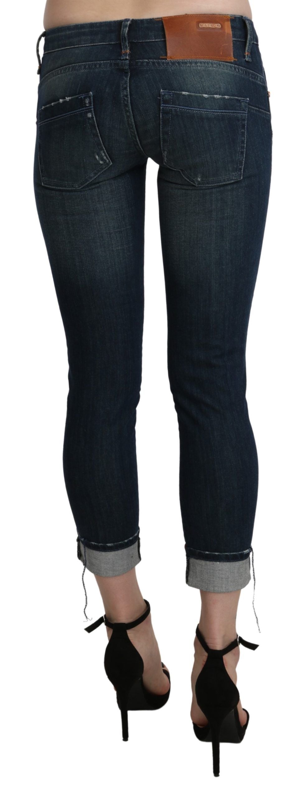 - Chic Blue Washed Skinny Cropped Denim