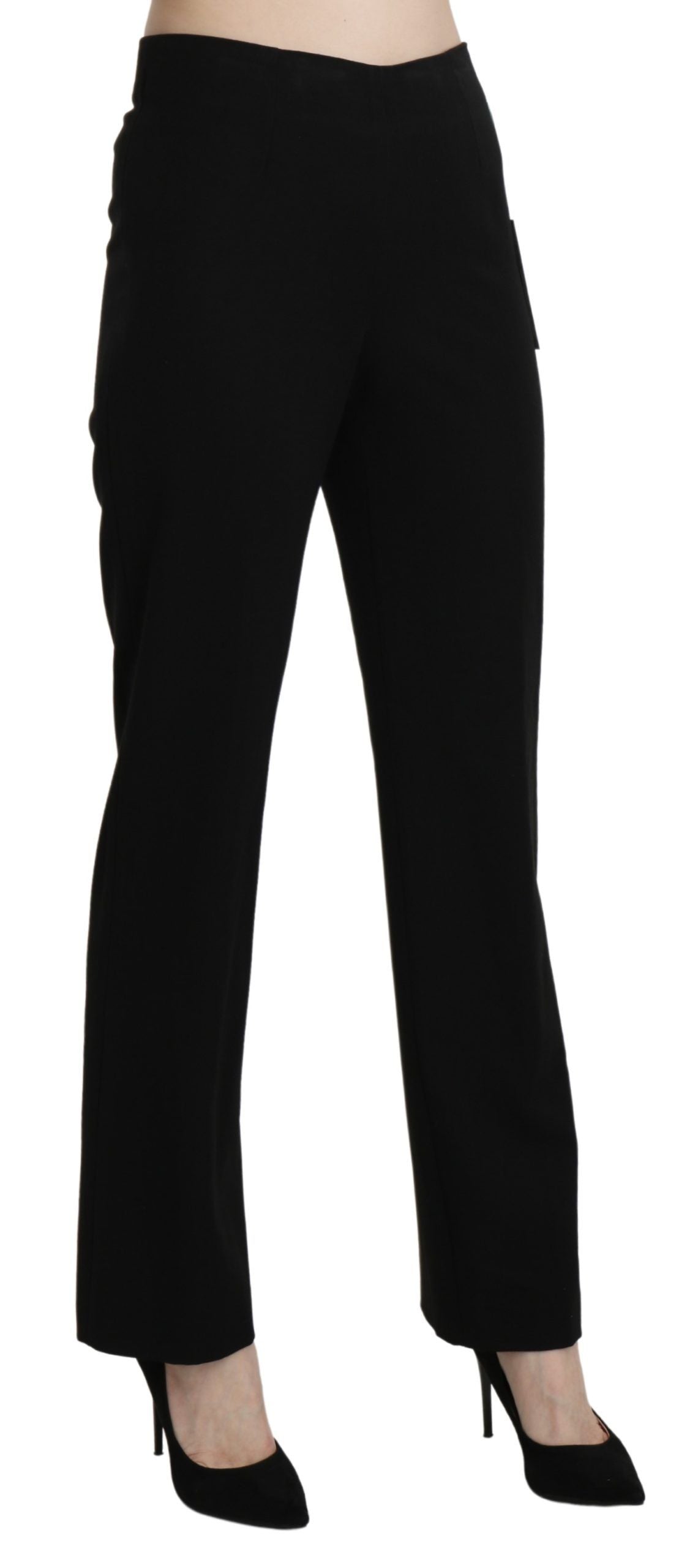 - Elegant Black High Waist Straight Pants