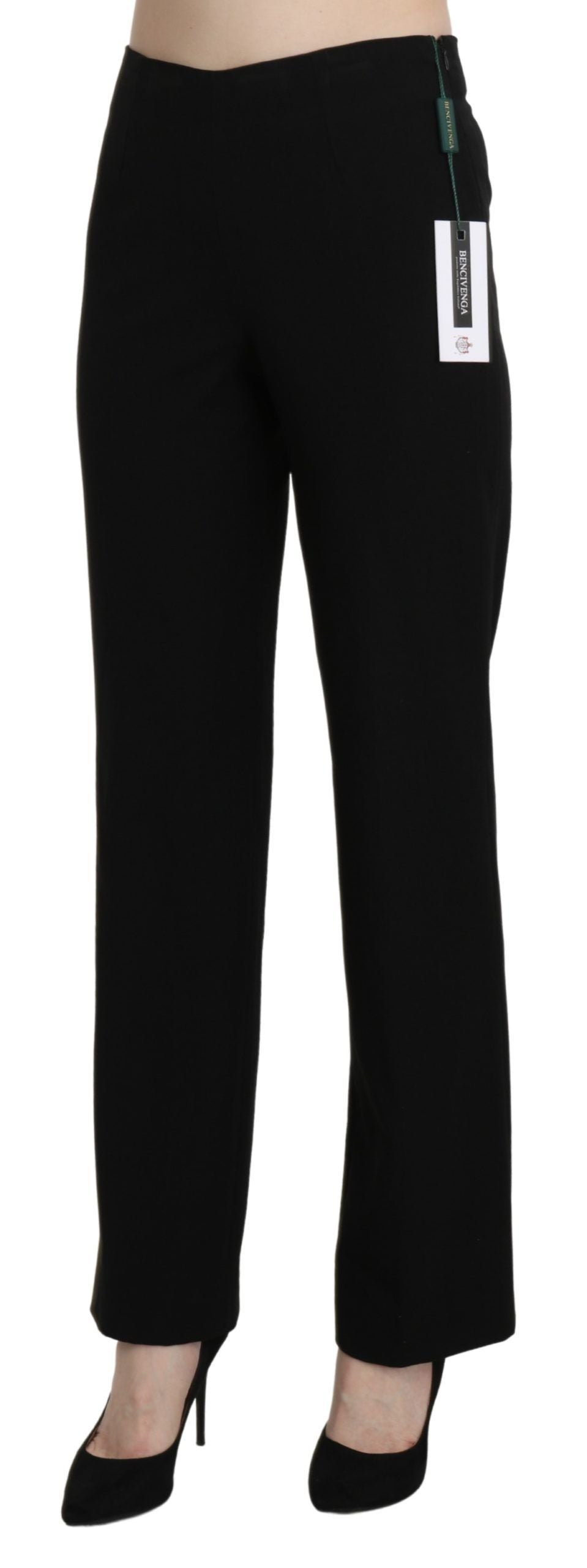 - Elegant Black High Waist Straight Pants