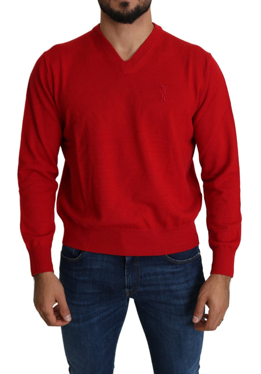 - Iconic Embroidered Red Wool Sweater