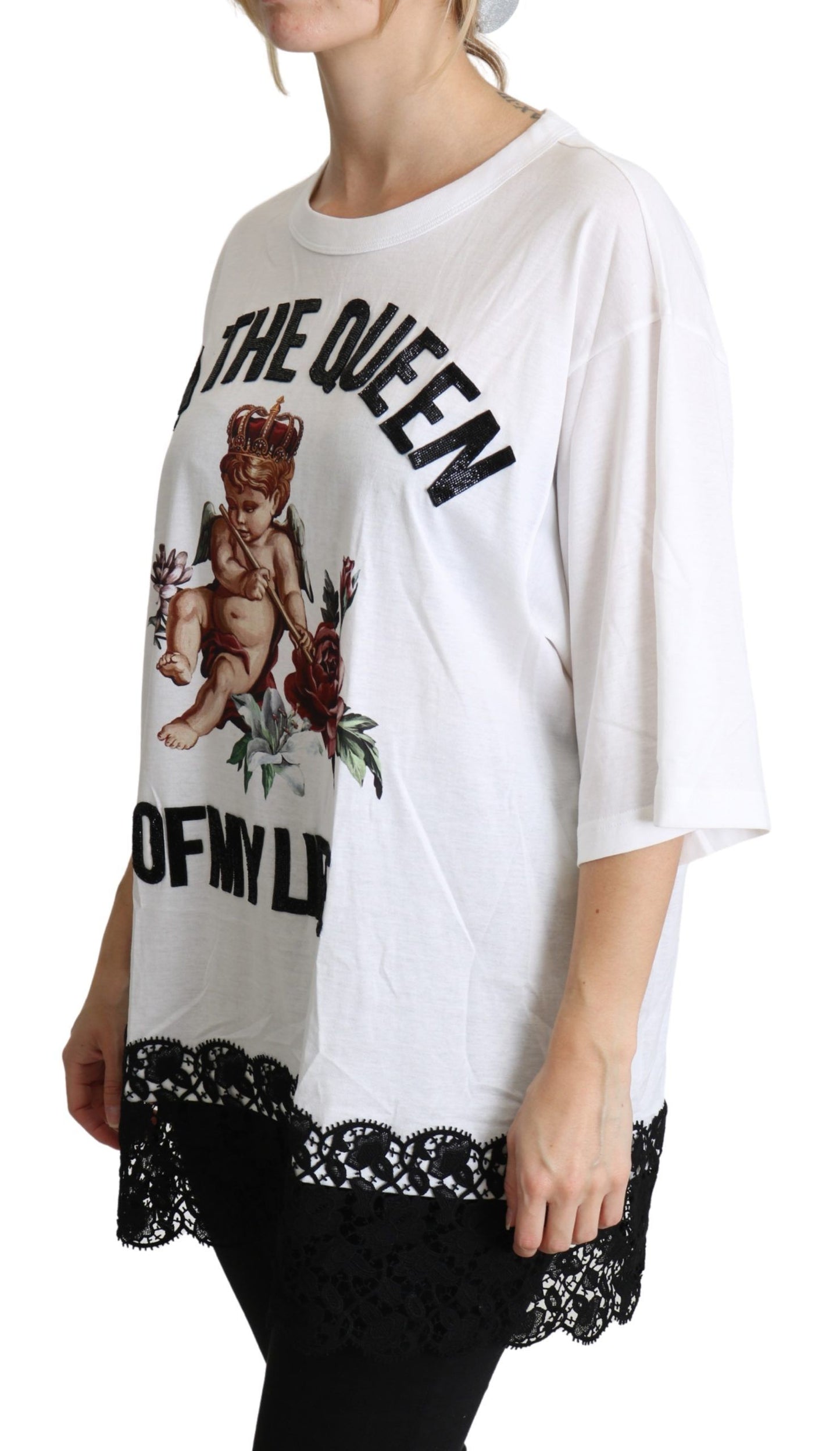 - Elegant White Cotton Blend T-Shirt