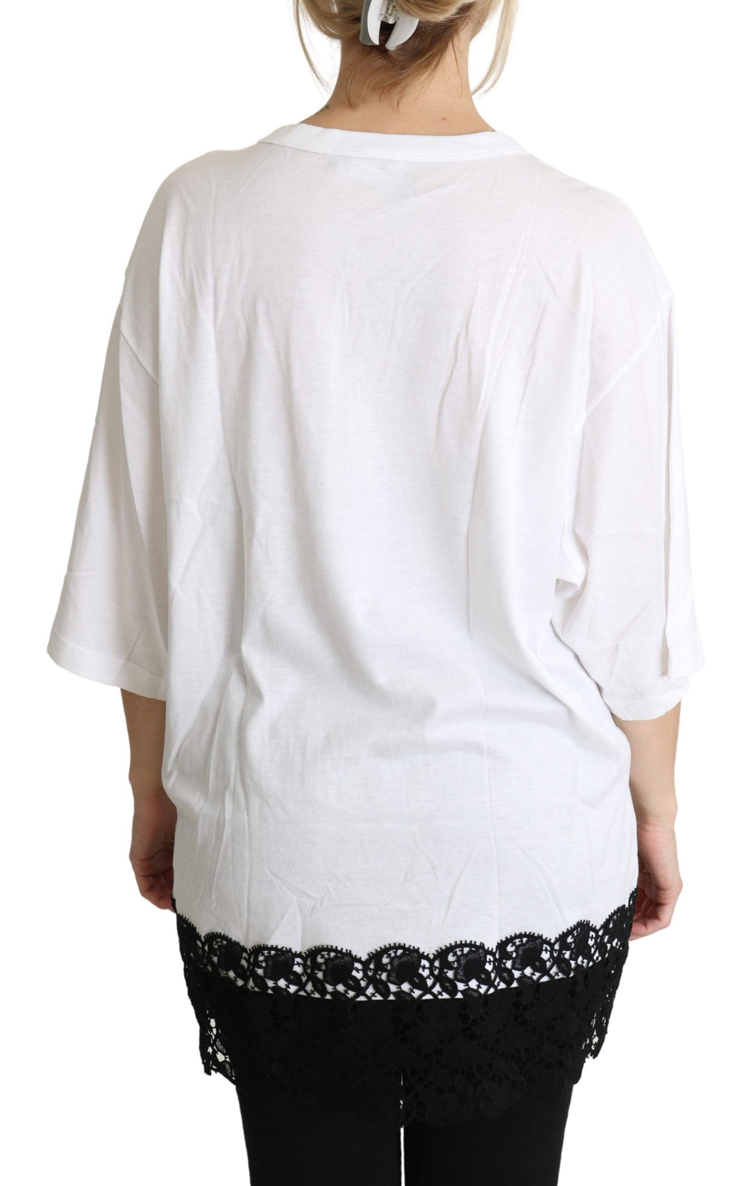 - Elegant White Cotton Blend T-Shirt