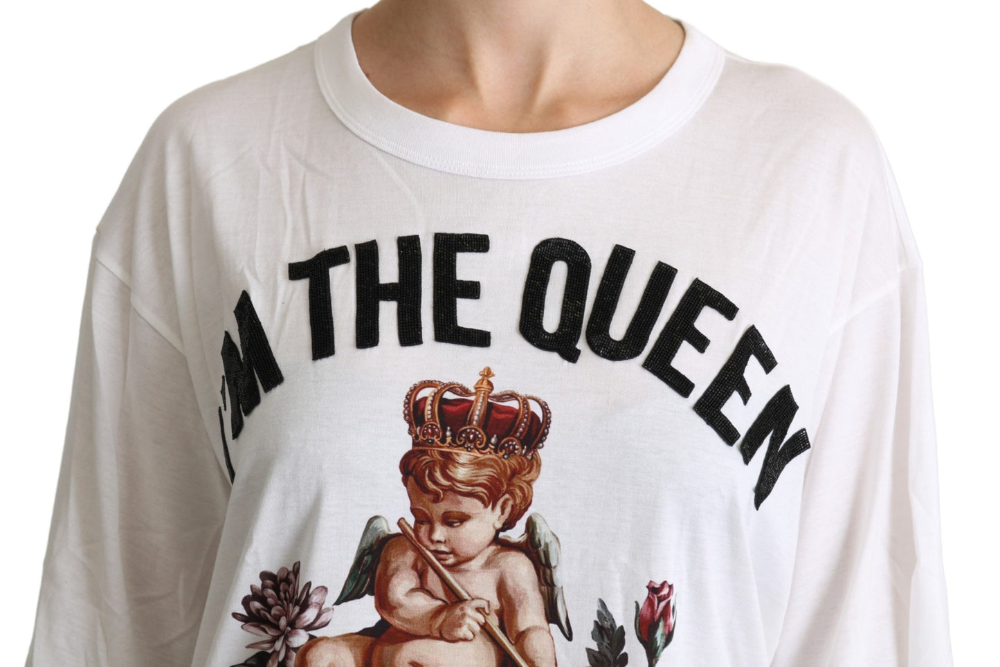 - Elegant White Cotton Blend T-Shirt
