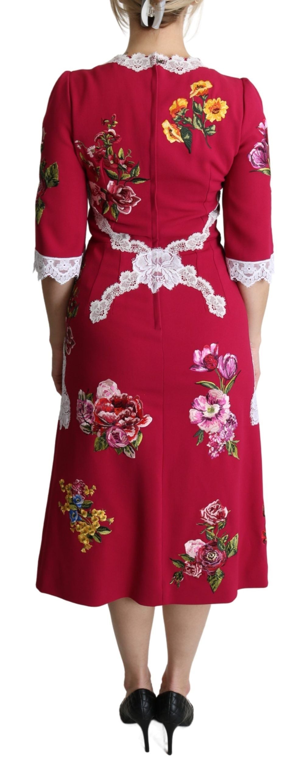 - Floral Embroidered Sheath Midi Dress