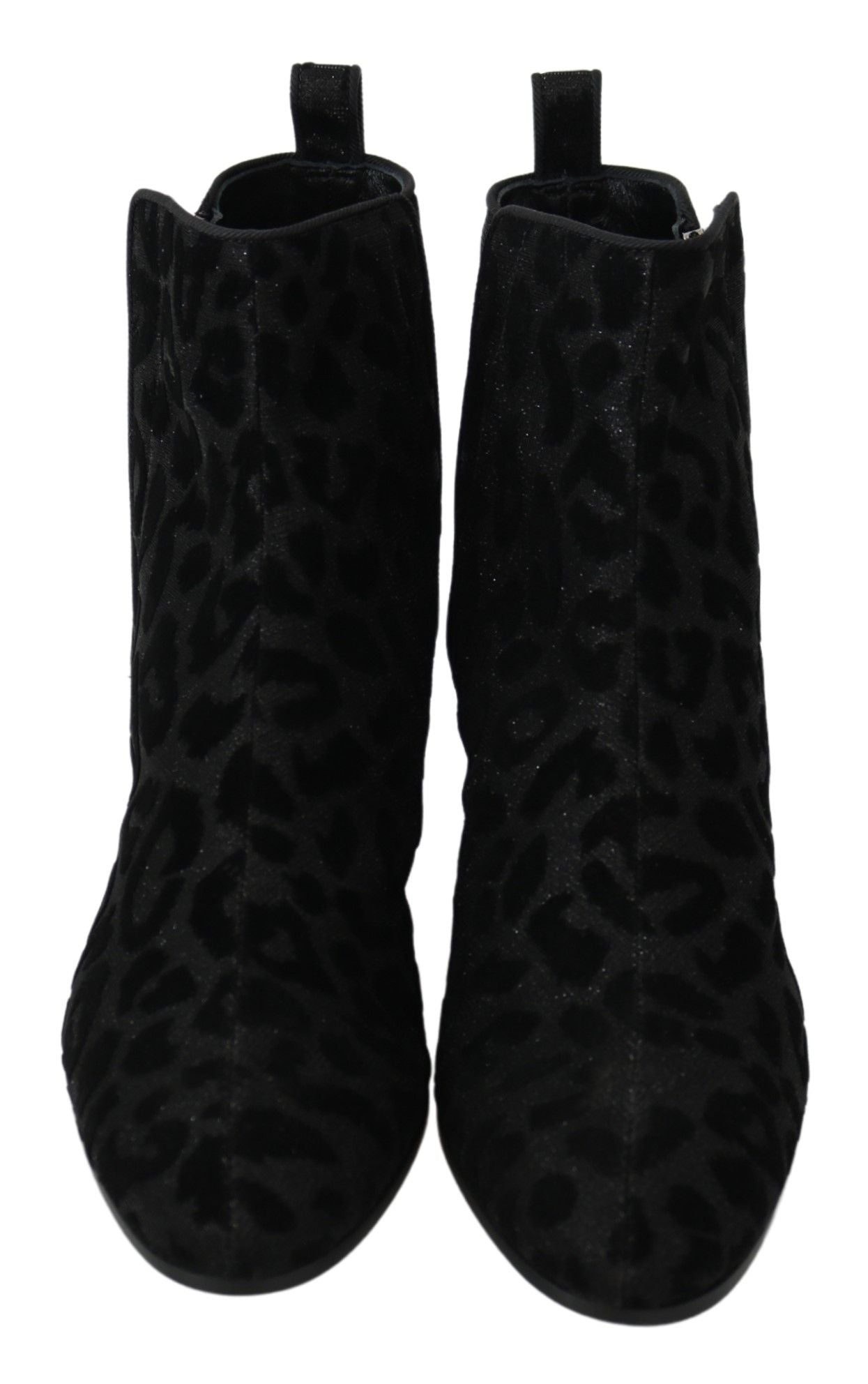 - Elegant Black Leopard Print Short Boots