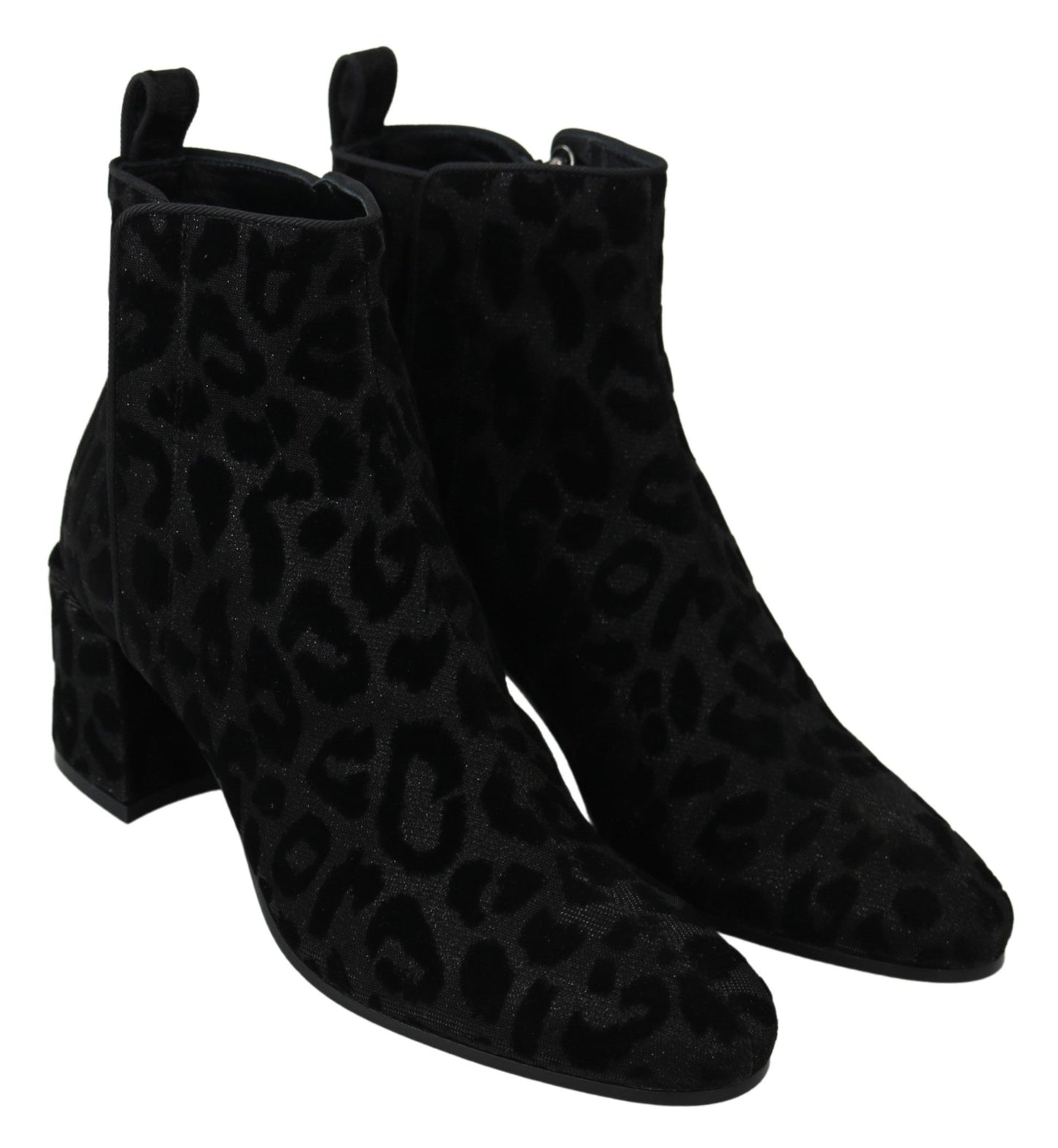 - Elegant Black Leopard Print Short Boots