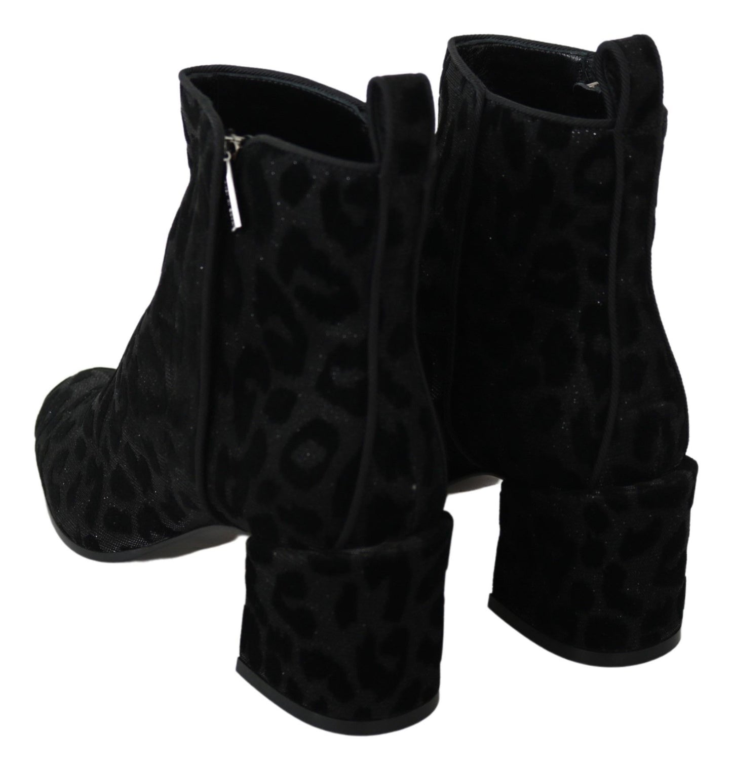 - Elegant Black Leopard Print Short Boots