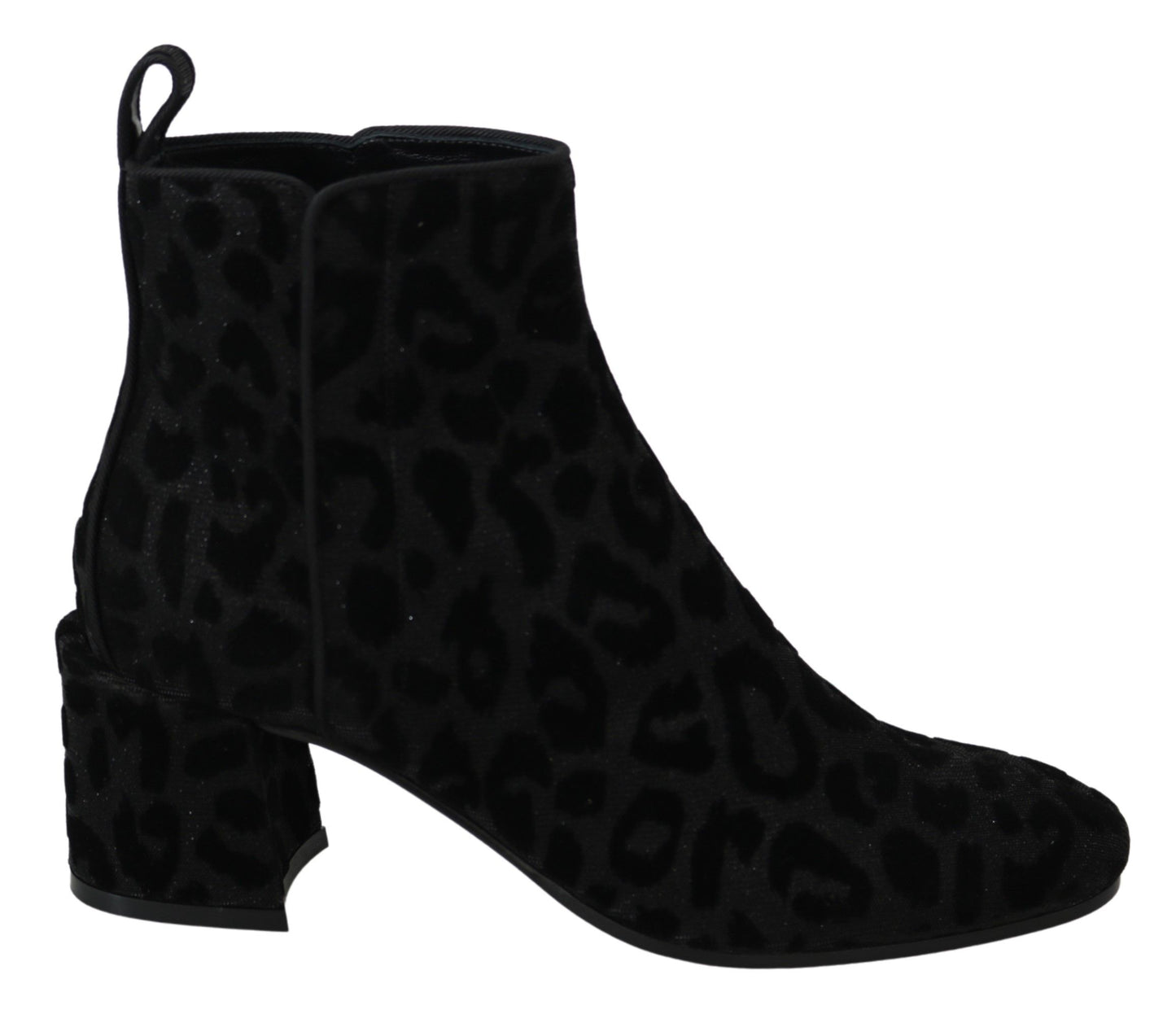 - Elegant Black Leopard Print Short Boots