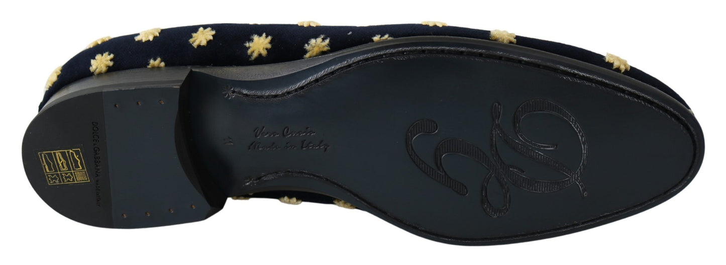 - Elegant Velvet Crown Embroidery Loafers