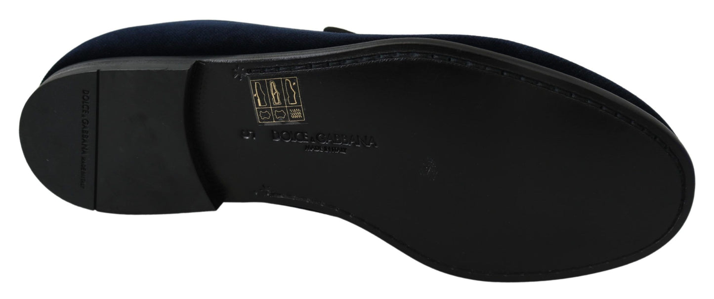 - Elegant Blue Embroidered Loafers