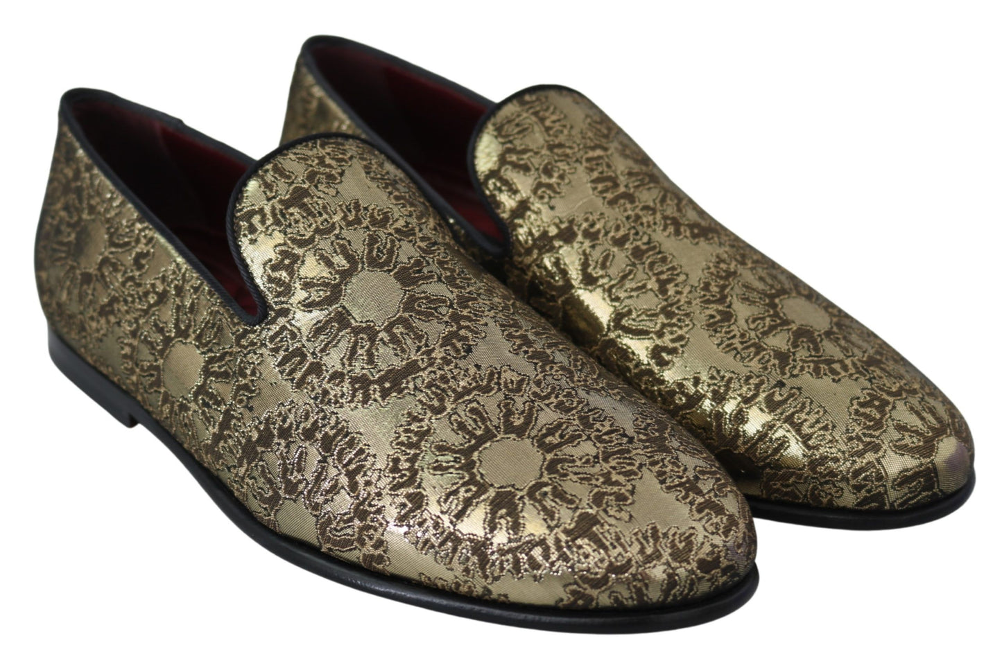 - Gold Bordeaux Loafers Slides Dress Shoes