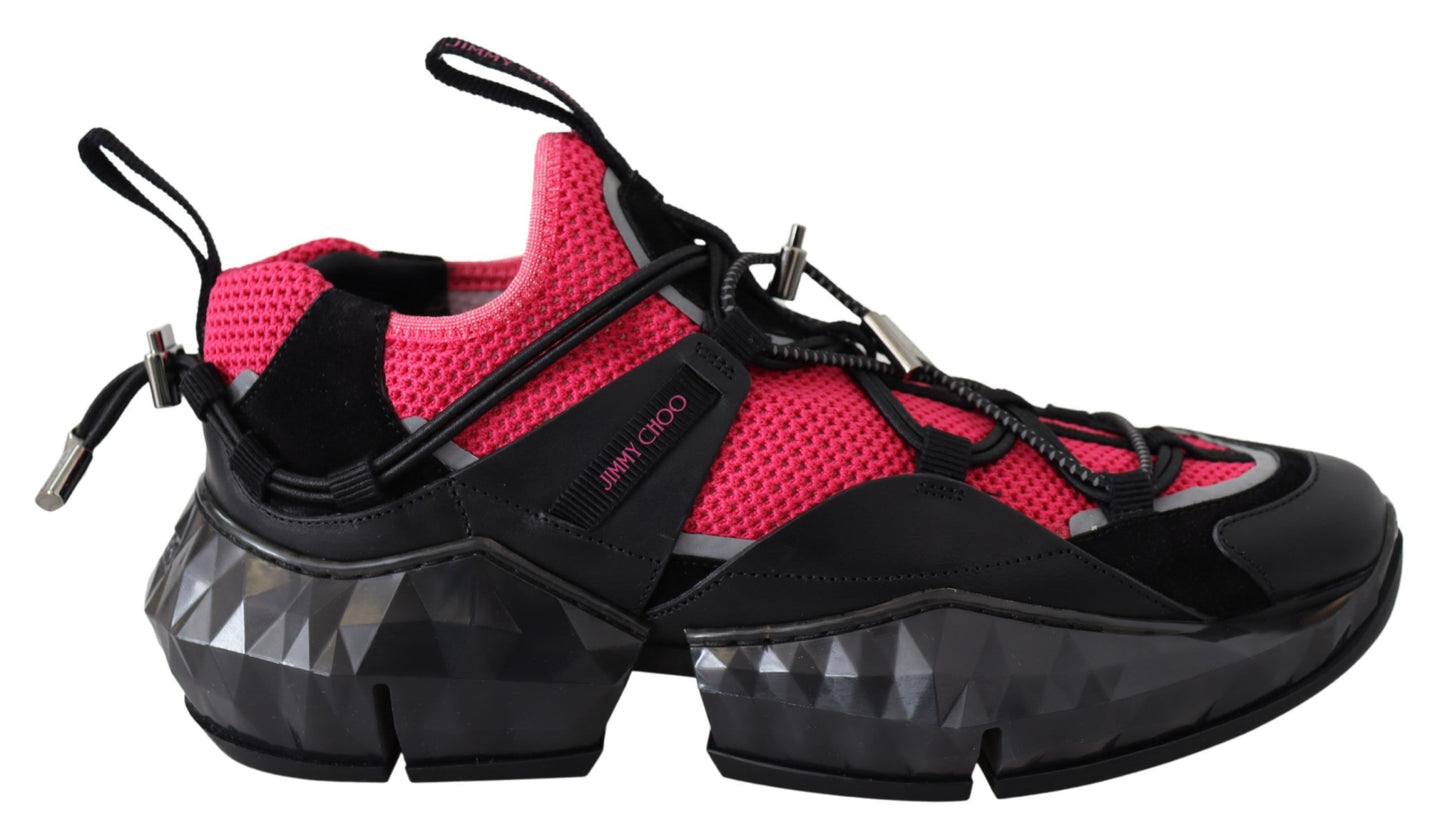 - Electric Elegance Leather Mesh Sneakers